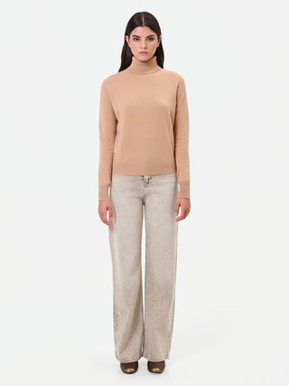 Camel beige turtleneck sweater 100% wool Giorgia Palmas X Rinascimento