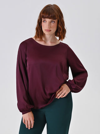 Burgundy Satin Curvy Blouse