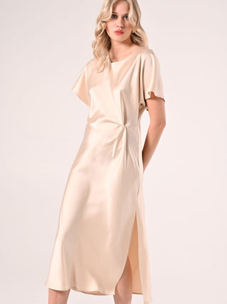 Robe à nœud beige en satin