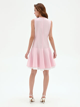 A-Linien-Kleid aus Baumwollsatin in Rosa