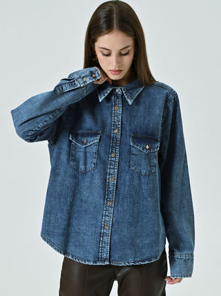 Camicia in Denim Lavaggio Medio