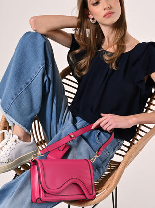 Fuchsia Faux Leather Bag