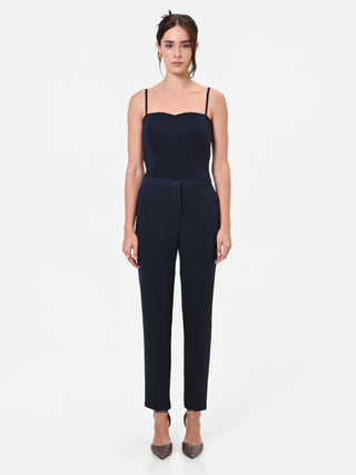 Pantalone Studio gessato in crepe blu navy