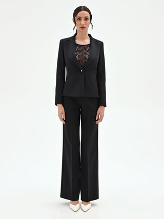Giacca blazer nera con bottone monogram