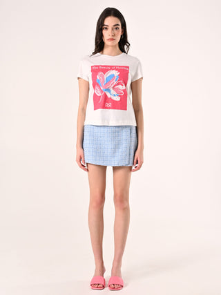 Bedrucktes T-Shirt mit erhabener Stickerei
