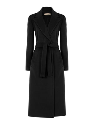 Long Black Velour Wrap Coat