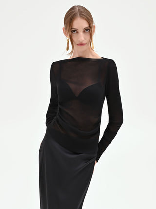 Side-Ruched Black Top