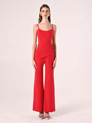 Red Sheath Dress with Bustier Neckline