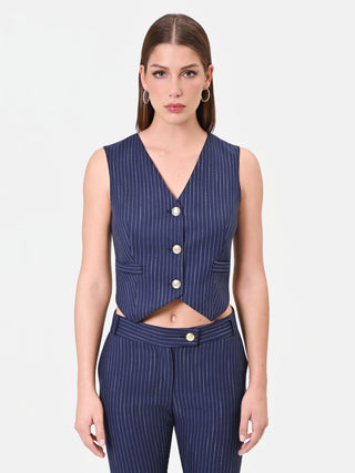 Gilet Blu Navy Gessato