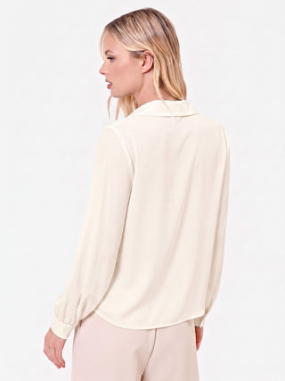 Blusa bianca con incrocio in raso