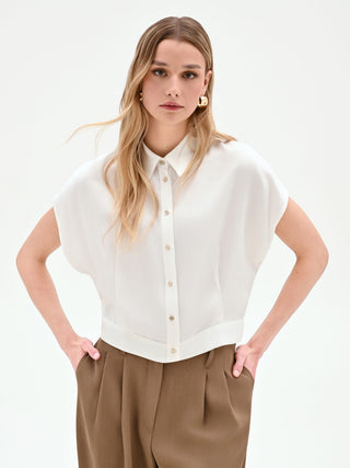 Camicia boxy panna in raso