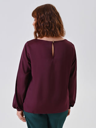 Burgundy Satin Curvy Blouse