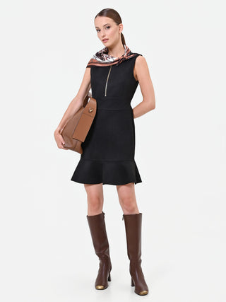 Black Sleeveless Faux Leather Dress