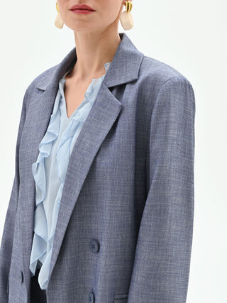 Zweireihiger Blazer aus Chambray