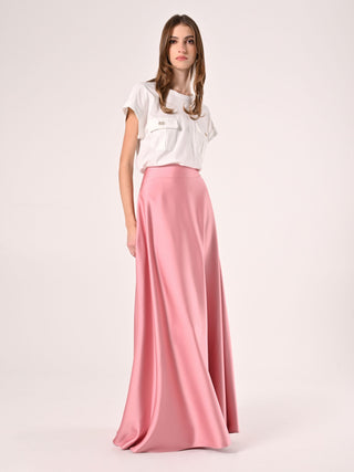 Jupe rose en satin