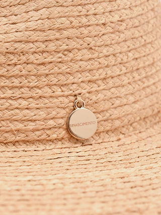 Beige wide-brim hat with openwork detailing