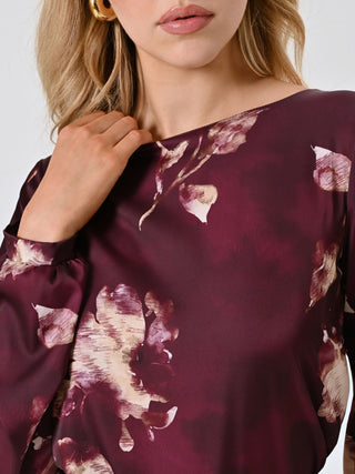 Burgundy Floral Blouse