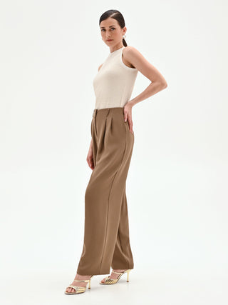 Mud Brown Cady Palazzo Pants