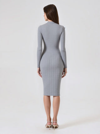 Strickkleid mit Flessage in Grau