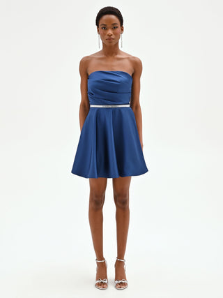 Brilliant Blue Mini Dress with Jewel Belt