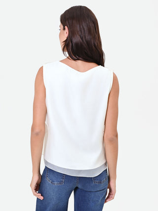 White Top with Ruffled Armholes