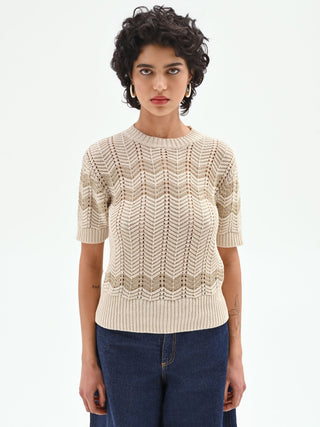 Maglia panna con motivo chevron