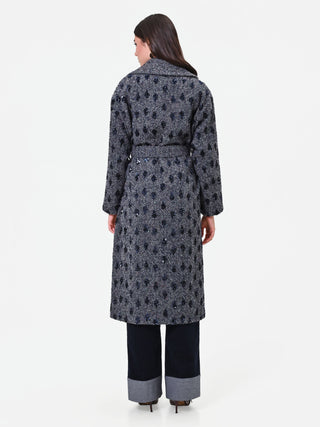 Cappotto a vestaglia blu navy misto lana Giorgia Palmas X Rinascimento