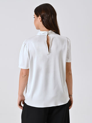 Curvy White Blouse with Jewel Detail
