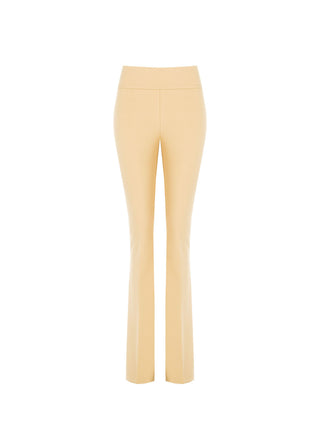 Flared Trousers in Dark Beige Scuba Crepe
