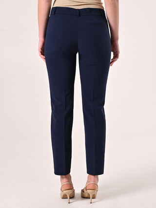 Pantalon bleu en viscose mélangée