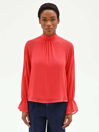 Georgette-Bluse in Erdbeerrot