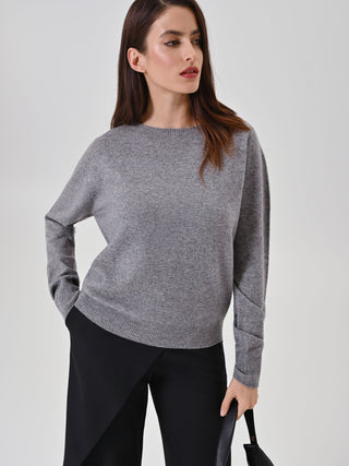 Grey melange crew neck sweater