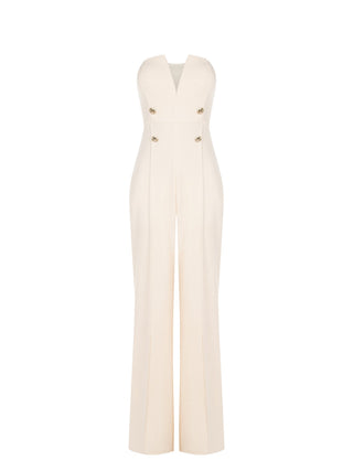 Light Beige Bustier Palazzo Jumpsuit