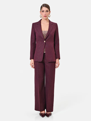 Chaqueta de mezcla de viscosa burdeos con raya diplomática