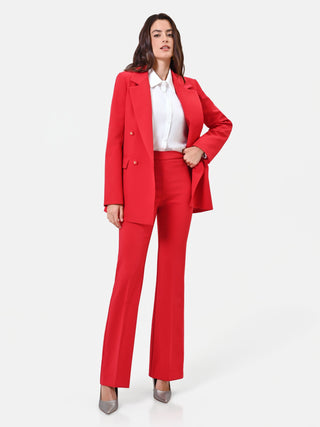 Pantalone Flared Rosso in Tessuto Tecnico