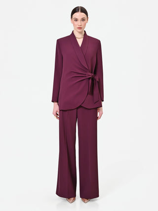 Bordeaux Tie-Waist Wrap Jacket