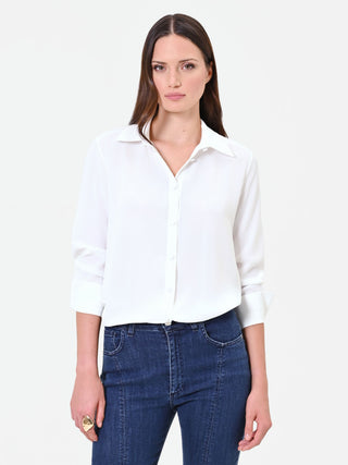 Camicia in raso panna bianco