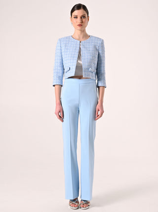 Flared Trousers in Light Blue Technical Fabric