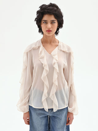 Blusa in georgette con rouches