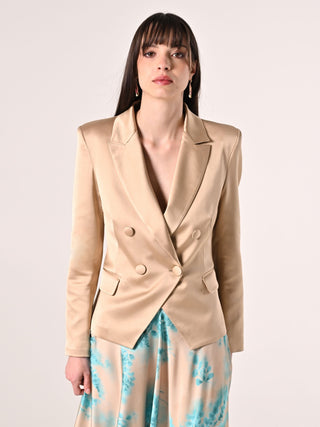 Jacke aus Viskosesatin in dunklem Beige