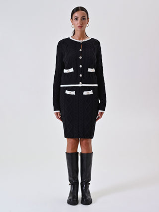 Two-Tone Cable-Knit Skirt