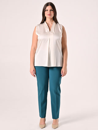 Curvy-Bluse aus Satin in Weiß