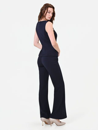 Tuta blu navy con pantalone a zampa