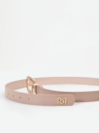 Cintura sottile tortora beige con fibbia sagomata