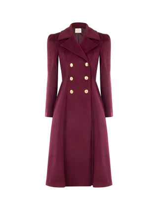 Cappotto svasato doppiopetto bordeaux rosso