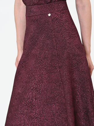 Gonna midi bordeaux intessuto jacquard lamé