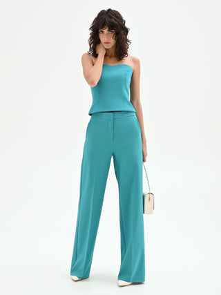 Pantalone Studio a palazzo verde smeraldo