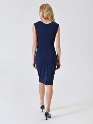 Tubino Blu Navy in Punto Milano con Drappeggio