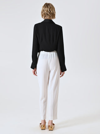White Trousers with Covered Button