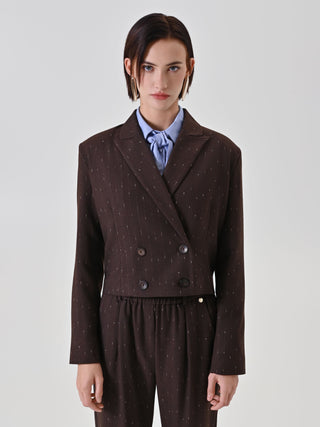 Chocolate Pinstripe Double-Breasted Jacket